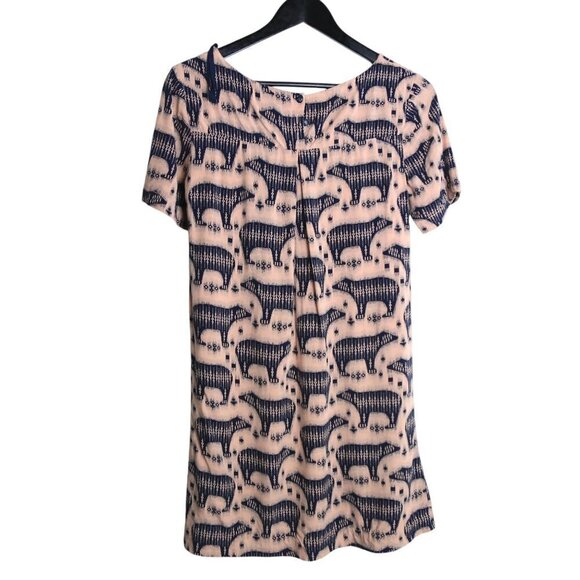 Anthropologie Maeve Zola Pink Polar Bear Printed Tunic Mini Dress Women's Size 2 - Picture 4 of 7